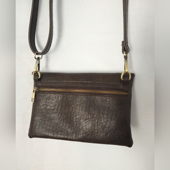 Joy Susan Kiara Brown Vegan Leather Convertible Crossbody/Wristlet Bag - Picture 5 of 6